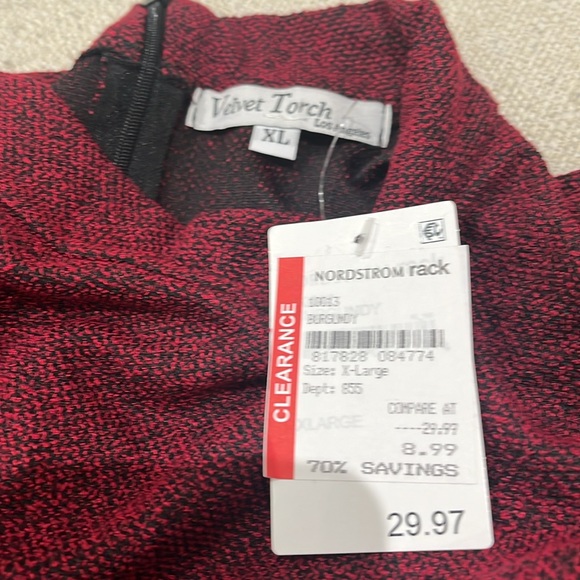 Velvet Torch Mock Neck Long Sleeve Skater burgundy size L & XL. - Picture 4 of 4